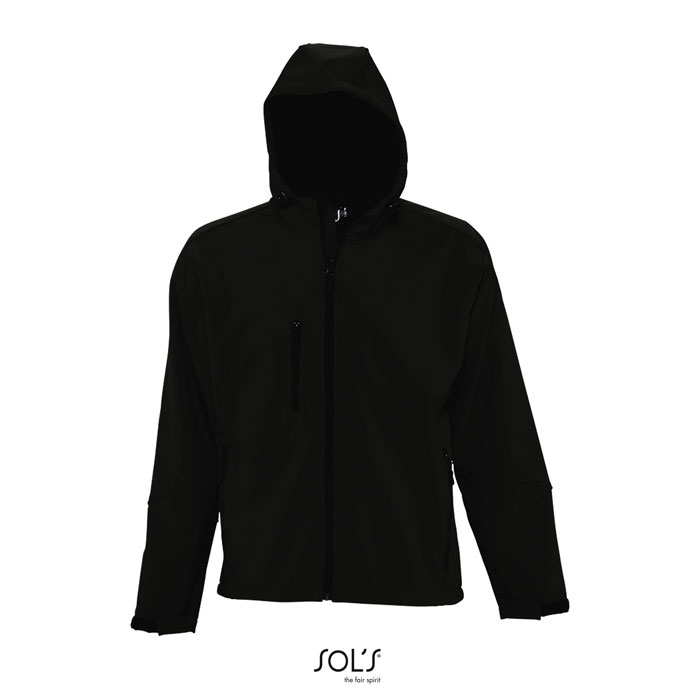 Veste à capuche publicitaire sofshell Homme Noir 1